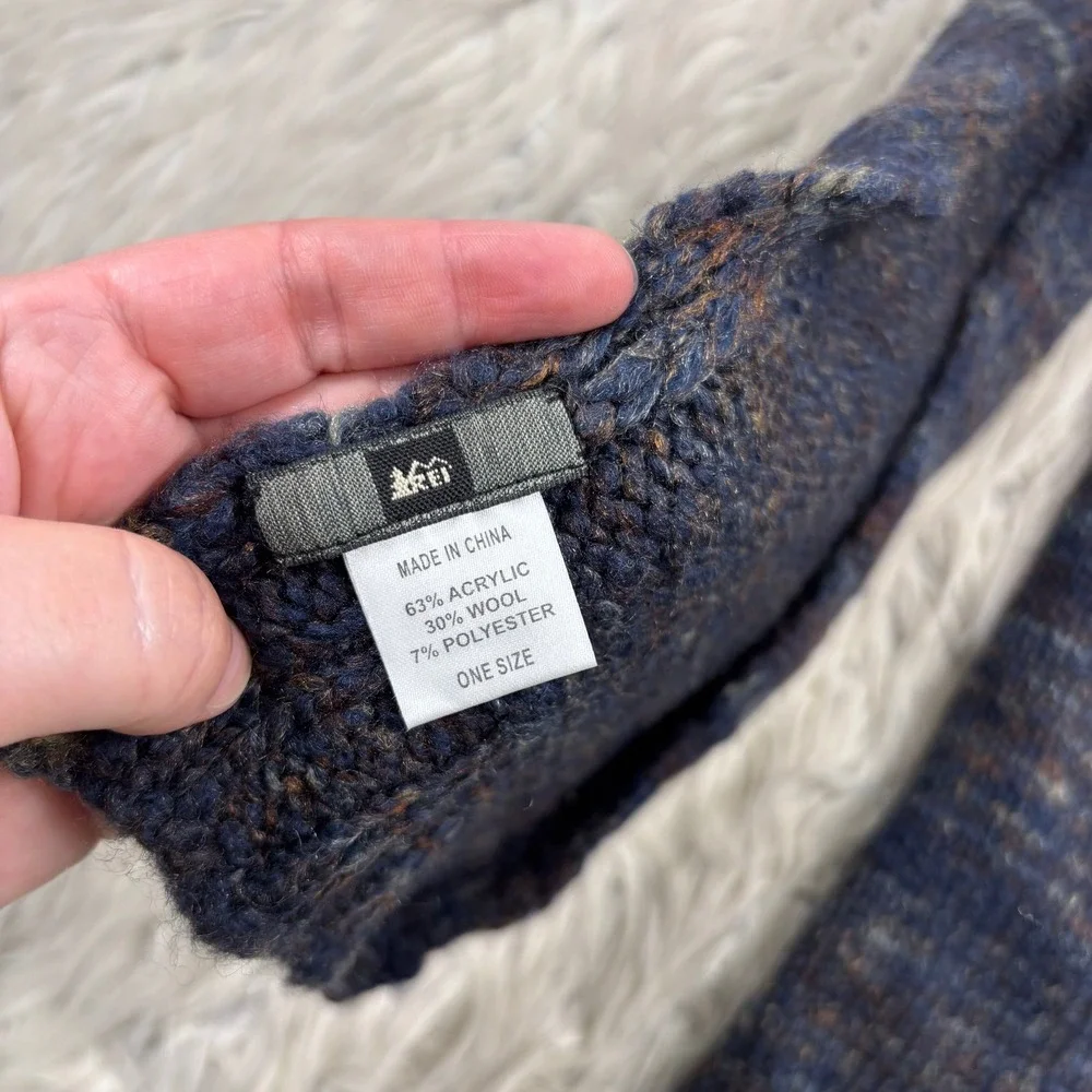 REI Men's Unisex Marled Blue Rolled Edge Skinny Scarf Hiking Gorpcore Preppy